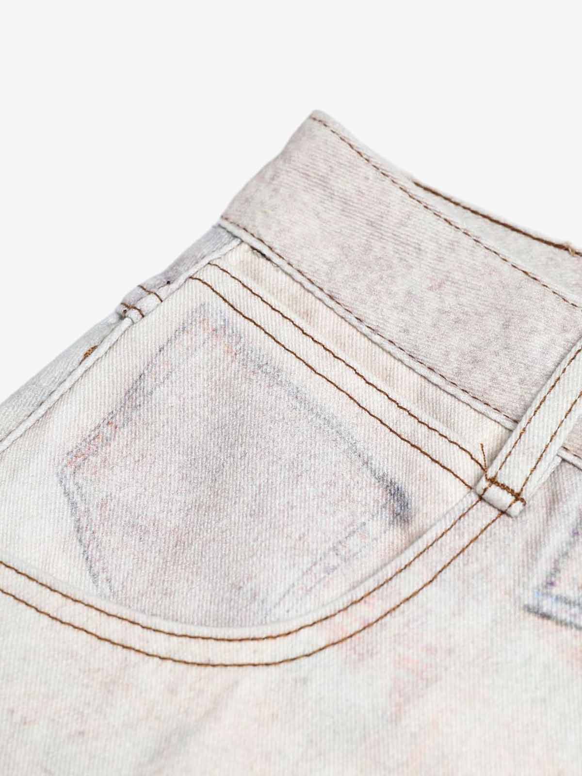 Cotton Patchwork Wide Leg Pants with Equestrian Print and Plaid Details 