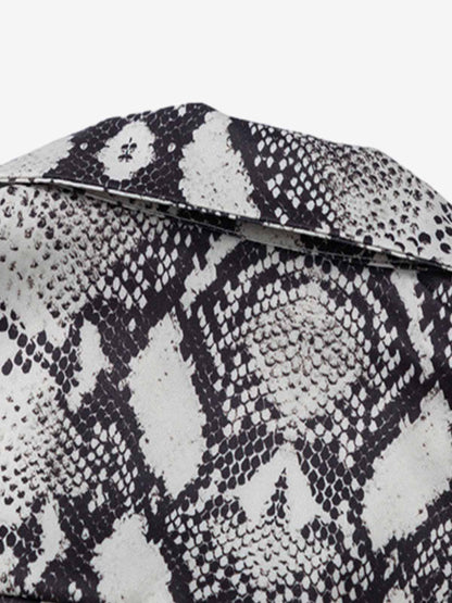 Thesupermade Street Snake Print Short-sleeved Floral Shirt 