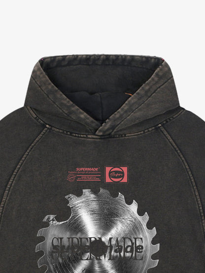 Oversized Snake Graphic Hoodie with Bold Print Design 