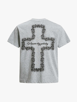 Rose Cross Slogan Graphic T-Shirt