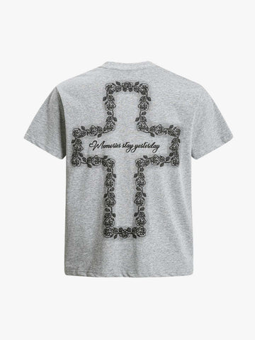 Rose Cross Slogan Graphic T-Shirt