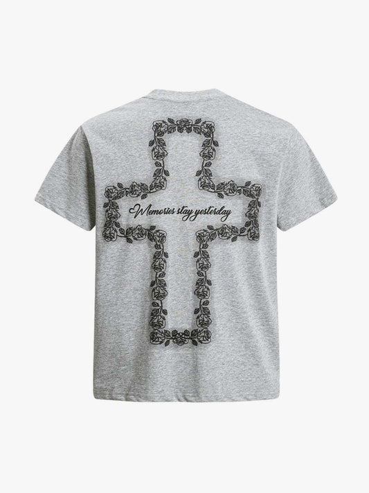 Rose Cross Slogan Graphic T-Shirt