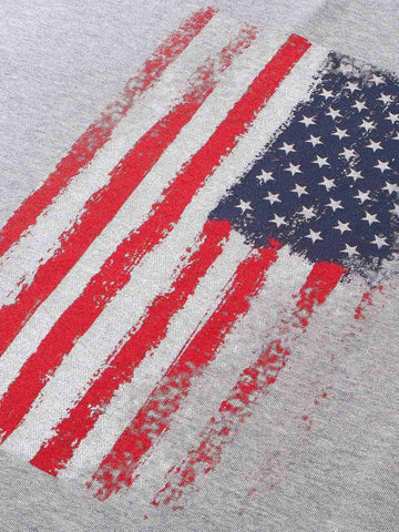 Flag Print Off-Shoulder Sweatshirt