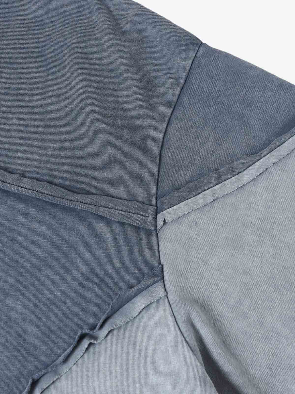 Cotton Blend Oversized Panel T-Shirt with Asymmetric Design and Contrast Stitching 