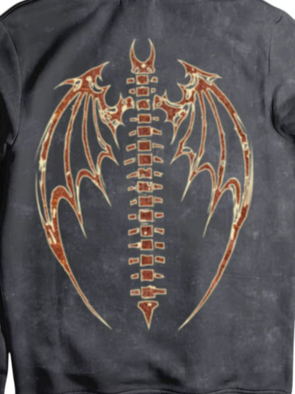 Vintage Distressed Flame Letter Graphic Hoodie 