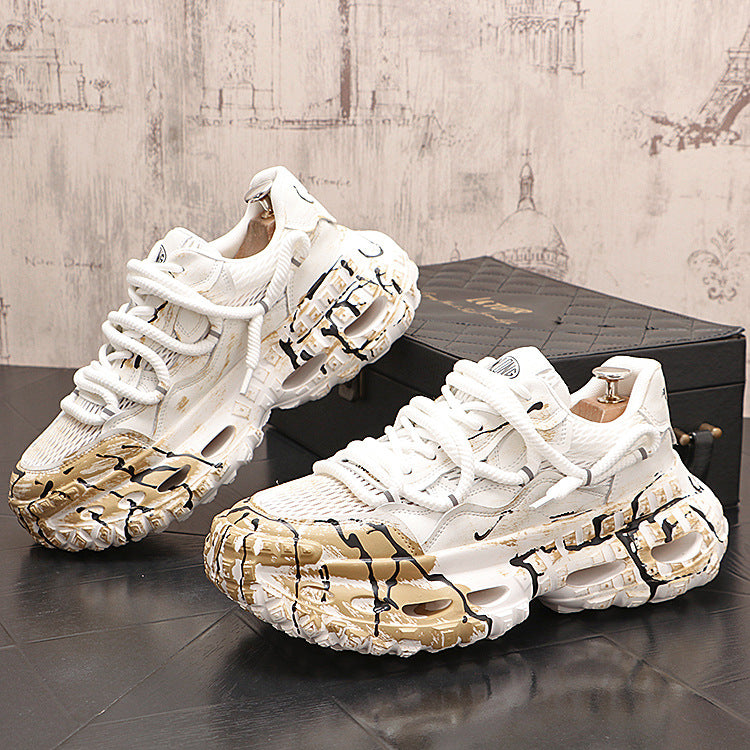 Mesh Overlay Chunky Sole Low-Top Sneakers