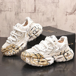 Mesh Overlay Chunky Sole Low-Top Sneakers