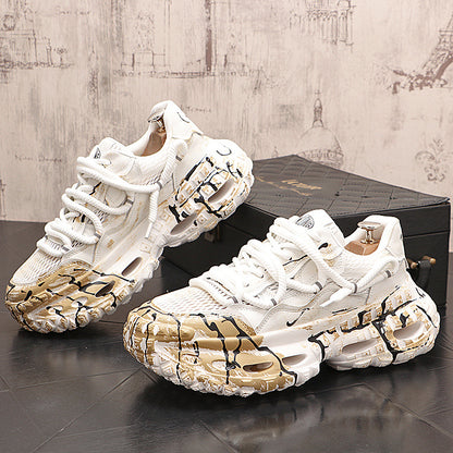 Mesh Overlay Chunky Sole Low-Top Sneakers