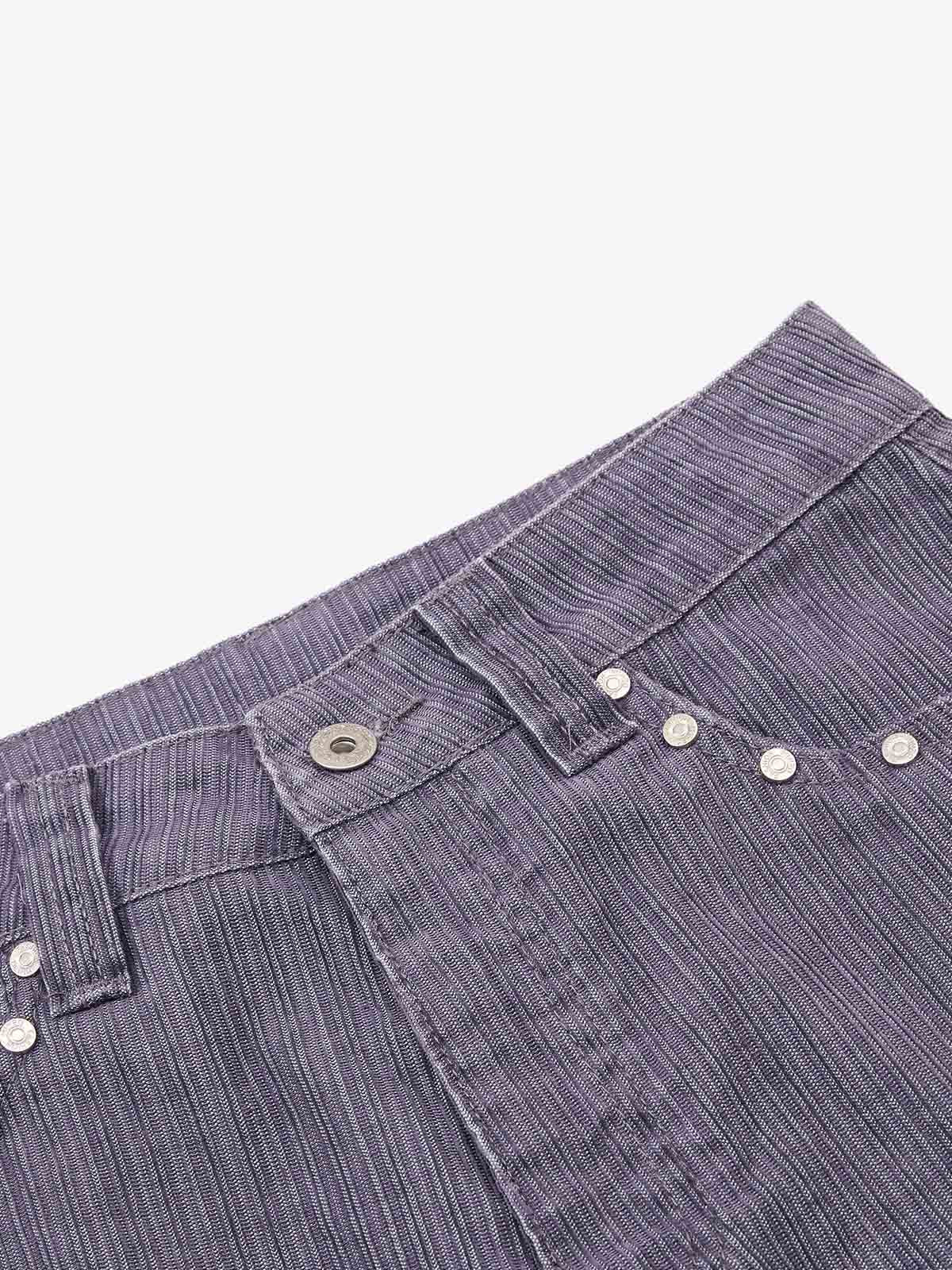 Vintage Washed Pinstripe Studded Baggy Jeans 