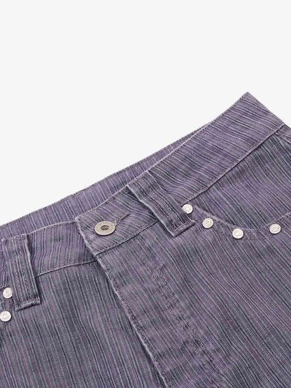 Vintage Washed Pinstripe Studded Baggy Jeans 