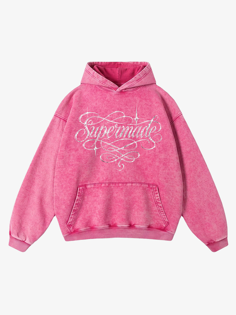 Metallic Script Graphic Washed Hoodie