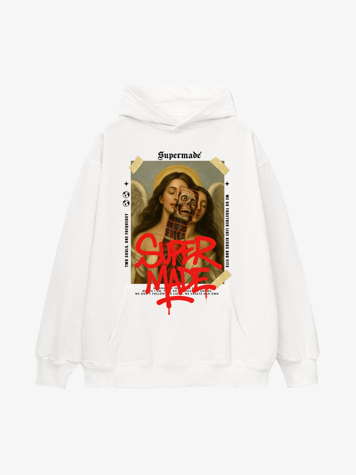 Skull And Angel Pattern Hooded Sweatshirt 