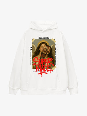 Skull And Angel Pattern Hooded Sweatshirt 