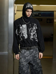 Grunge Dark-Aesthetic Ripped Pullover Sweater