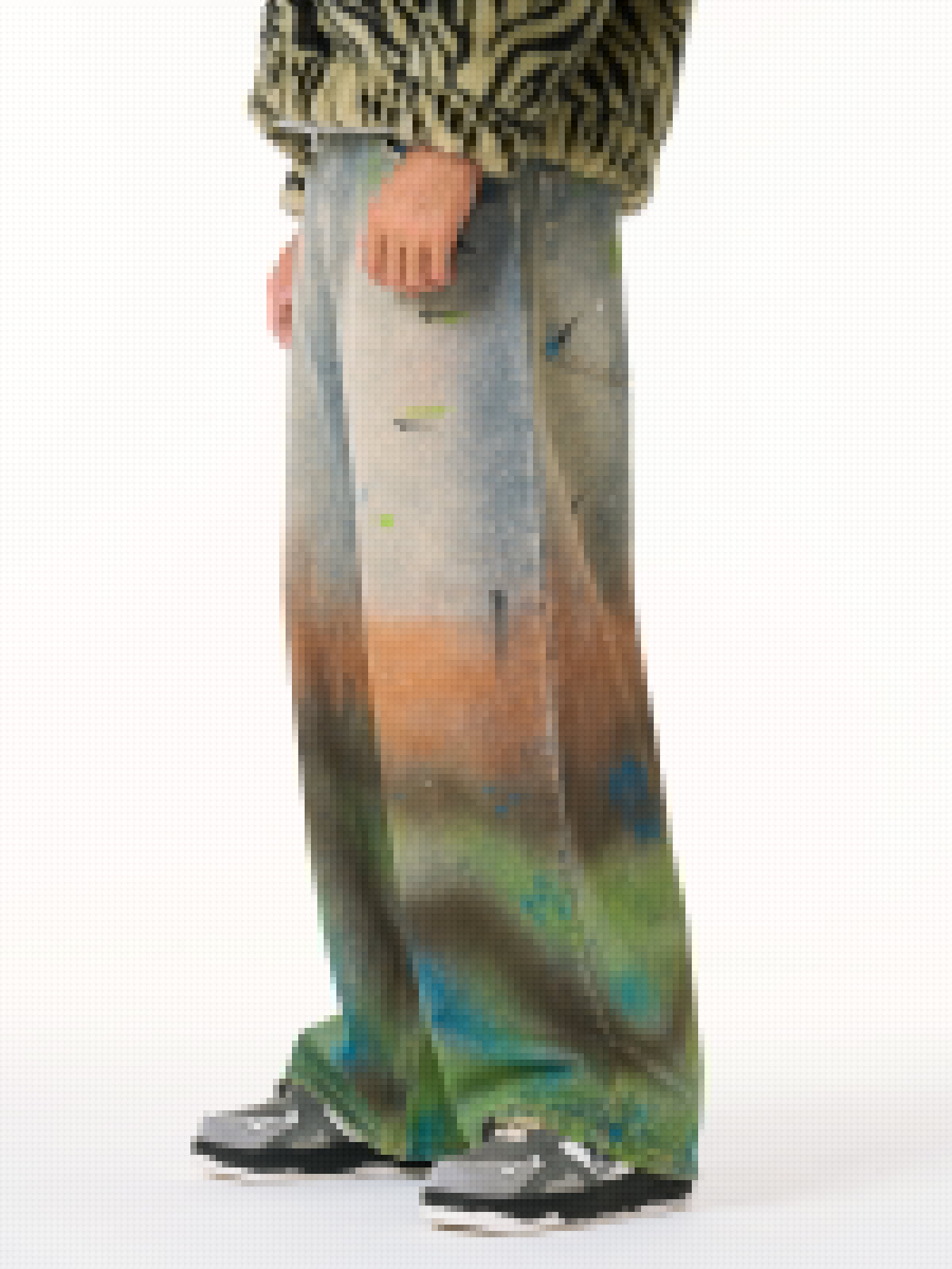 Tie-Dye Gradient Wide-Leg Jeans with Faux Fur Jacket Set - Perfect for Trendy Outfits 