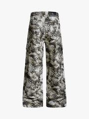 Leopard Multi-Pocket Cargo Jeans