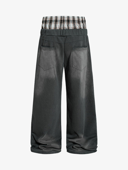 Double Waist Plaid Sweatpants