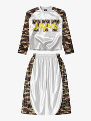 Camo Patchwork Satin Capri Pants Set