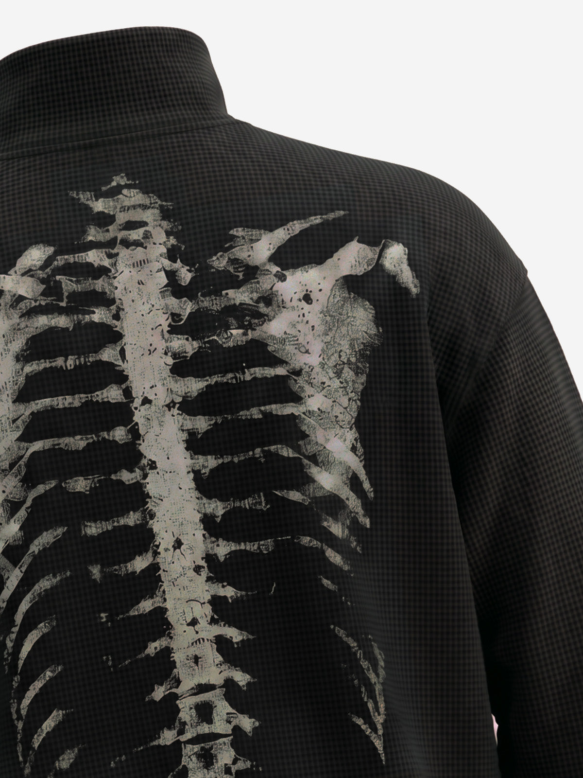 Skull Graphic Waffle Double-Zip Stand-Collar Sweatshirt