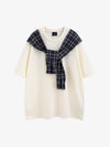 Street Style Retro Patchwork Plaid Tee