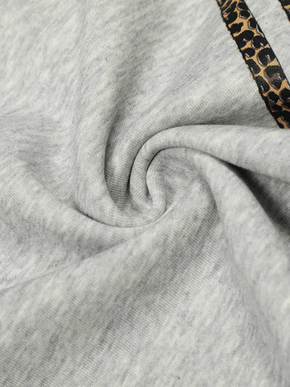 Leopard Stripe Charm Wide Leg Drawstring Sweatpants