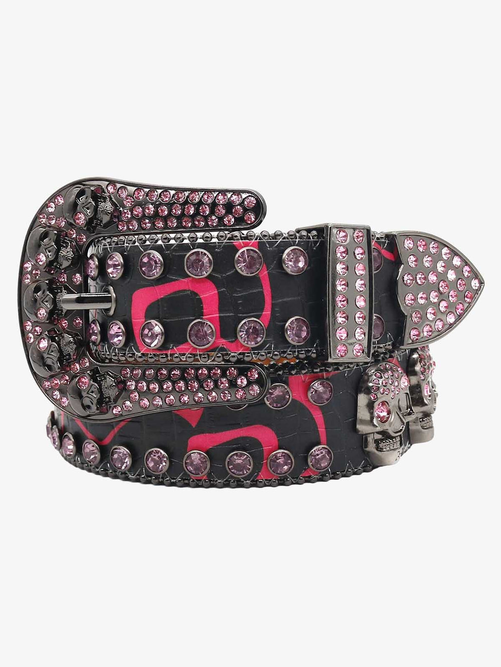 Street Hip Hop Rhinestone-Studded Skull Belt