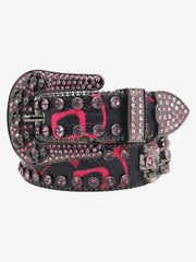 Street Hip Hop Rhinestone-Studded Skull Belt