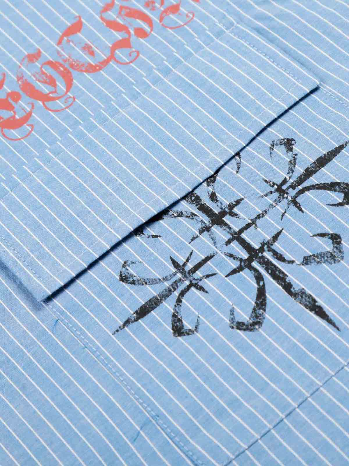 Gothic Embroidered Pinstripe Button-Up Shirt