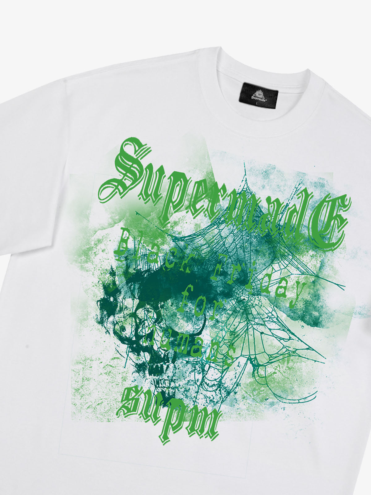 Gothic Skull Spiderweb Graphic T-Shirt 