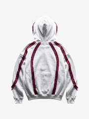 Pink Contrast Stripe Zip Hoodie & Curved-Leg Pants Set