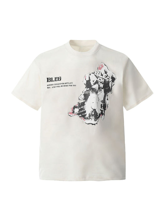 Street Hip-hop Portrait Print T-shirt 