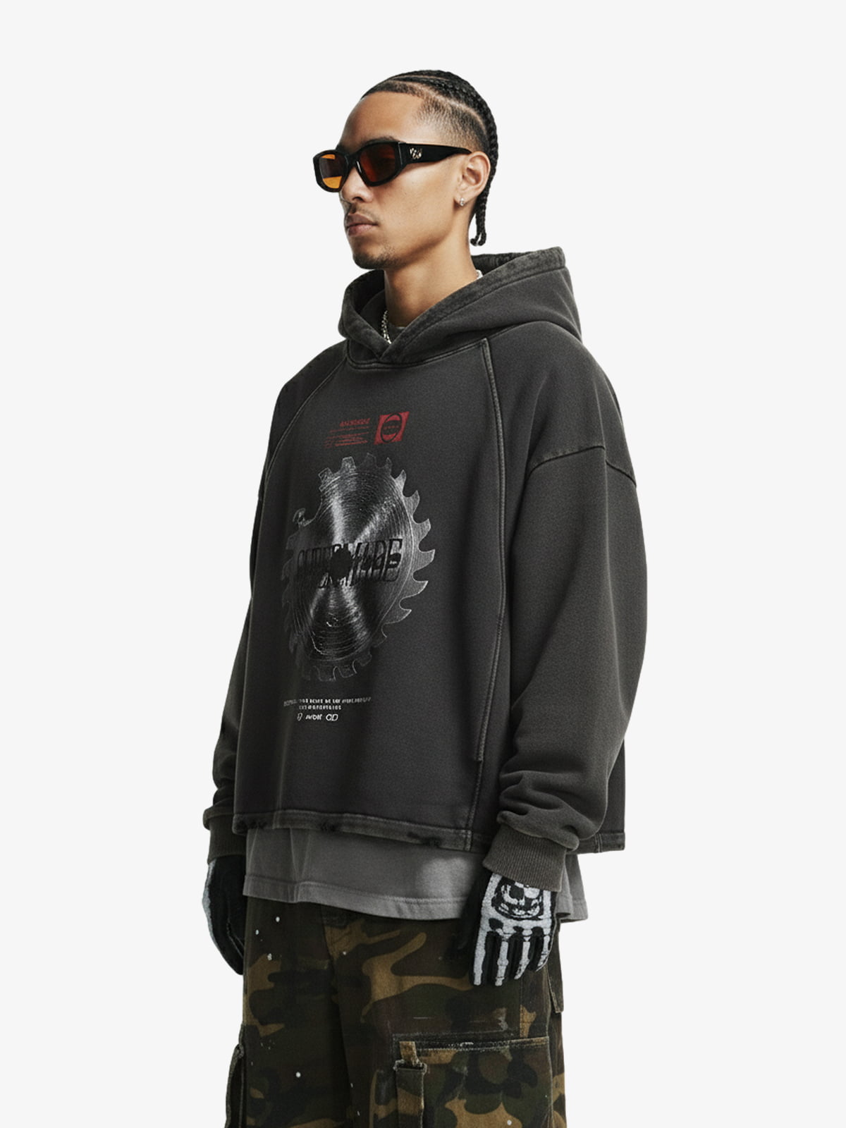 Oversized Snake Graphic Hoodie with Bold Print Design 