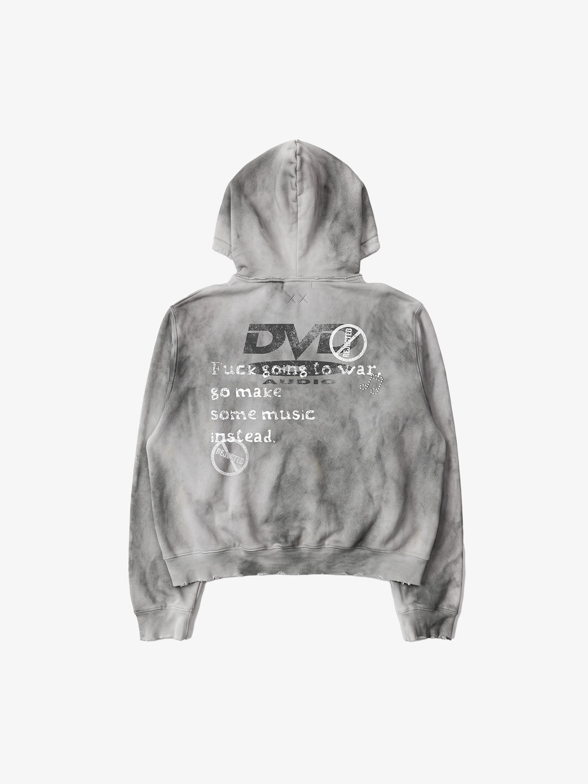 Music Note DVD Graphic Rhinestone Splatter-Wash Sweatshirt