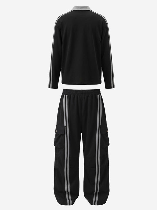 Scorpion Appliqué Color Block Striped Tracksuit