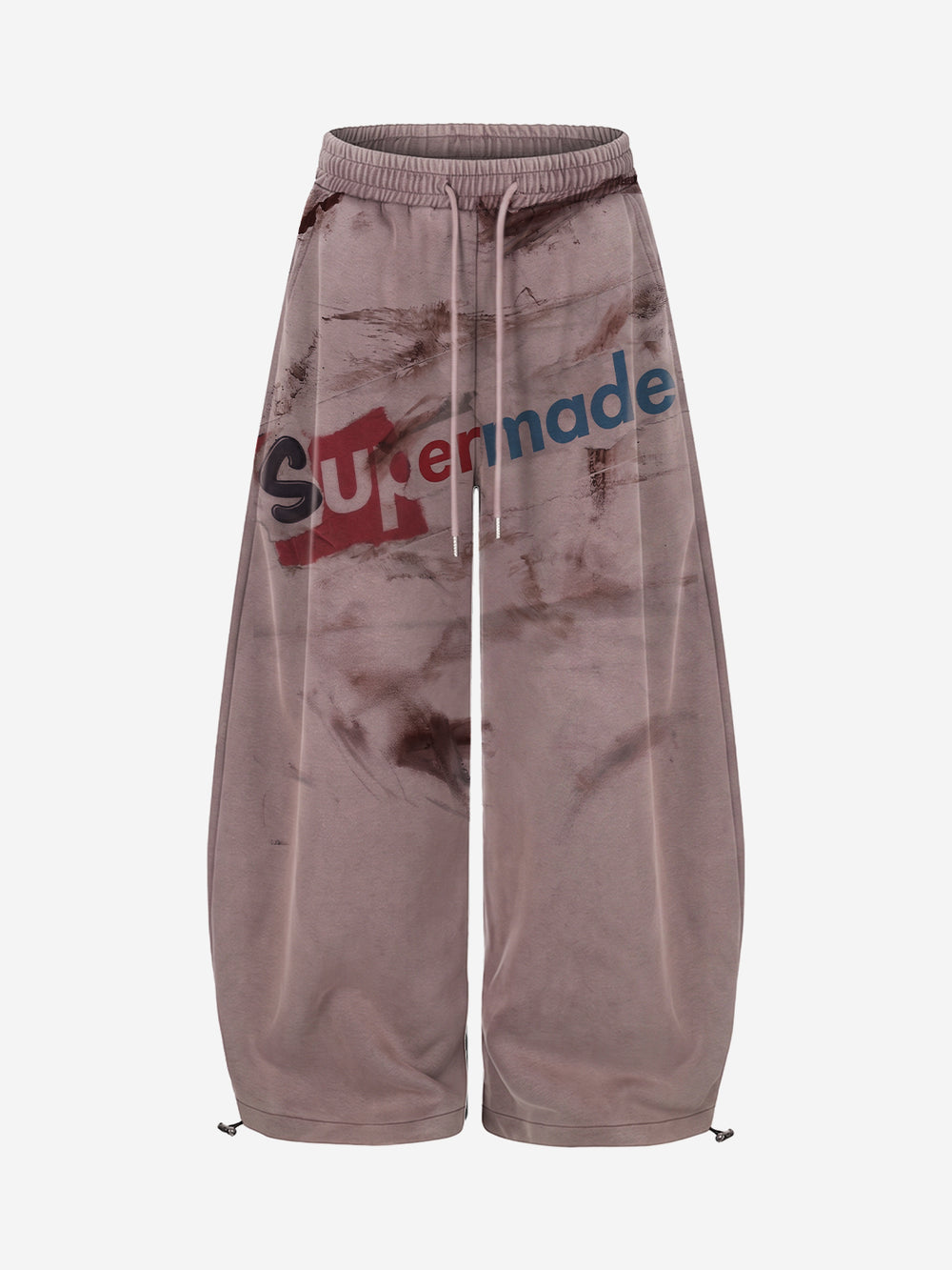 Washed Logo Graphic Elastic-Hem Pants