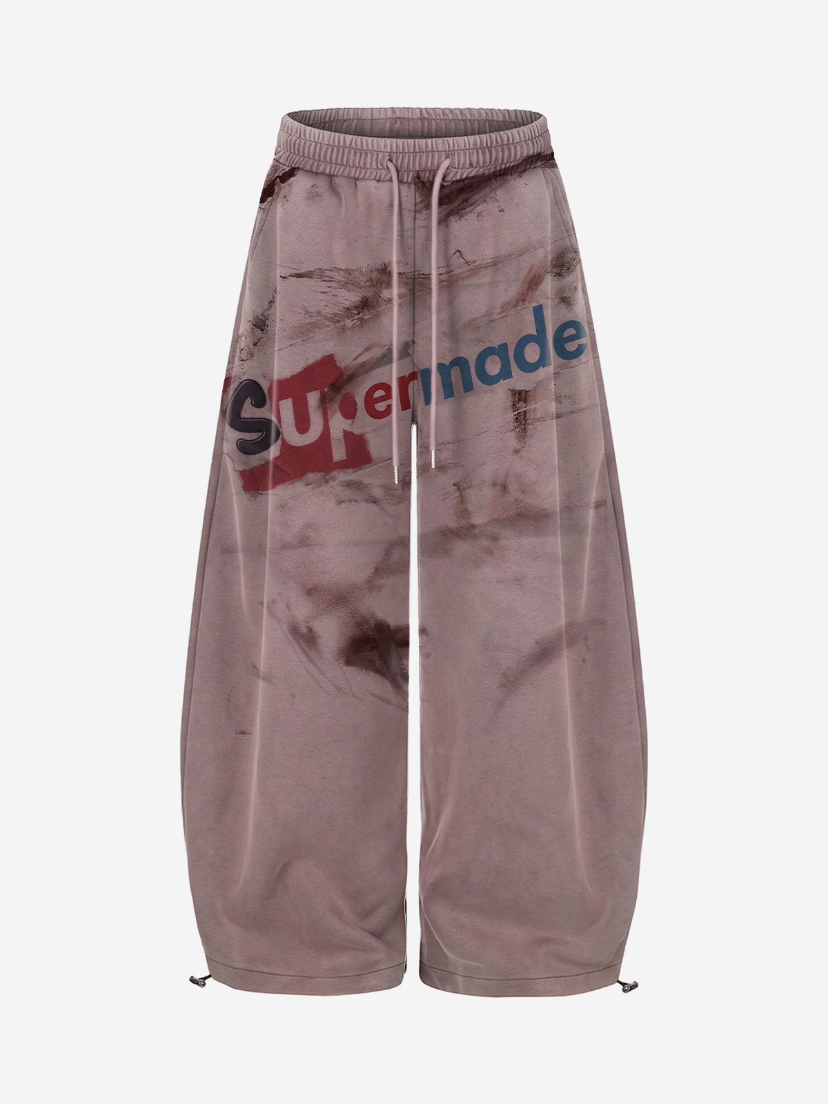 Washed Logo Graphic Elastic-Hem Pants