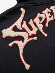 Skeleton Terry Embroidered Zip Hoodie & Wide-Leg Sweatpants Set
