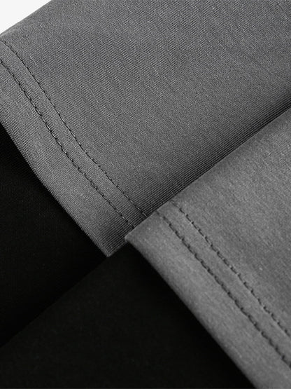 Performance Stretch Knit Long Sleeve T-Shirt with Mock Neck and Contrast Sleeves 