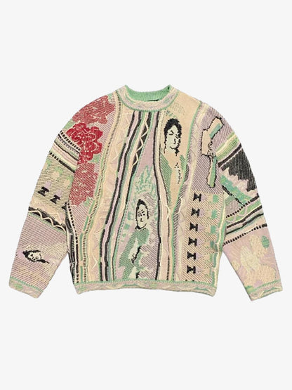 3D Digital Graphic Chunky Knit Crewneck Sweatshirt
