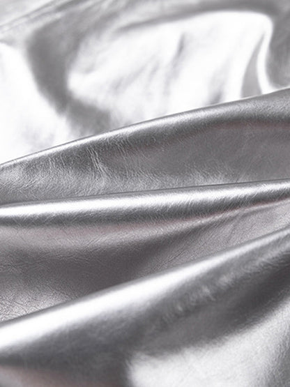 Reflective Metallic Track Jacket with Pink Accents for Sporty Elegance 