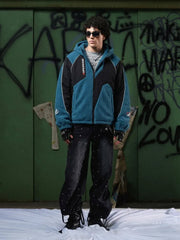 Chaqueta con capucha y cremallera, con paneles de sherpa en bloques de color