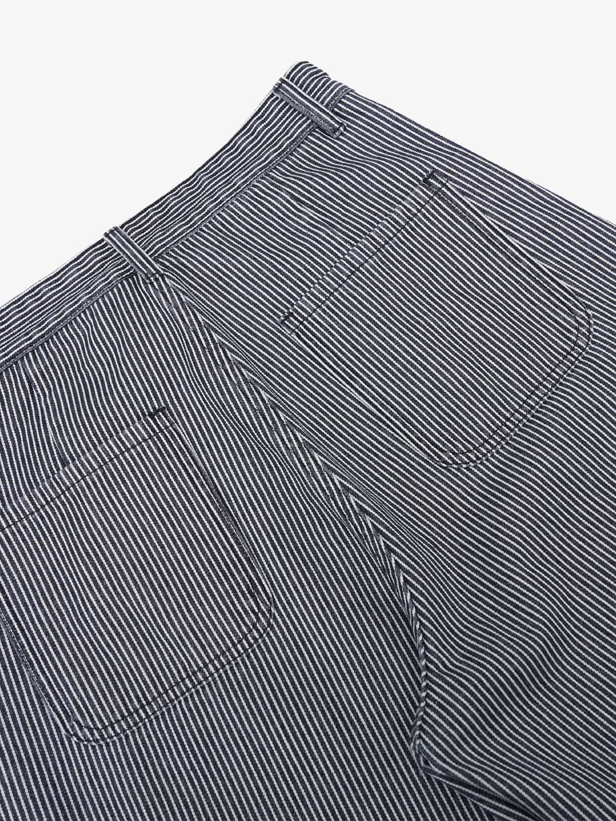 Retro Striped Colorblock Barrel Jeans 