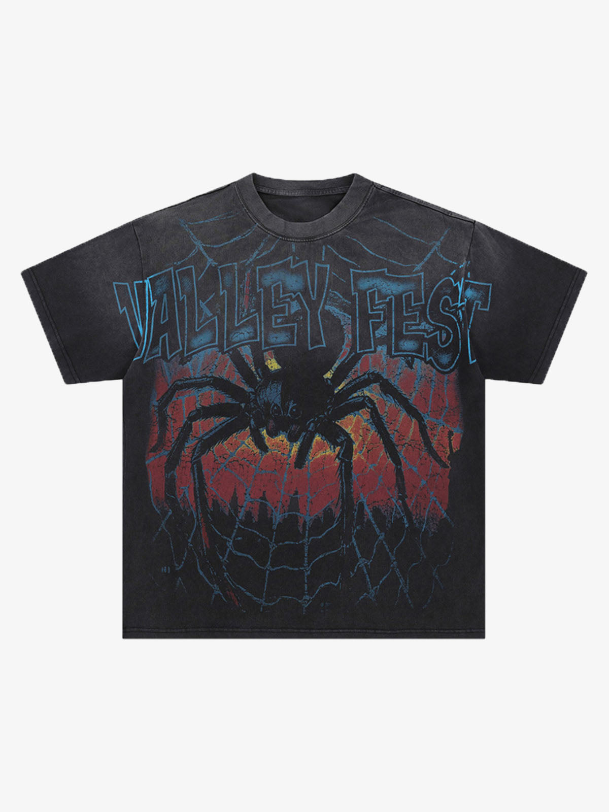 Spider Comic White Ink Print T-shirt 