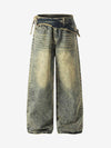 Denim Wide Leg Jeans with High Waist and Frayed Detail for Women 