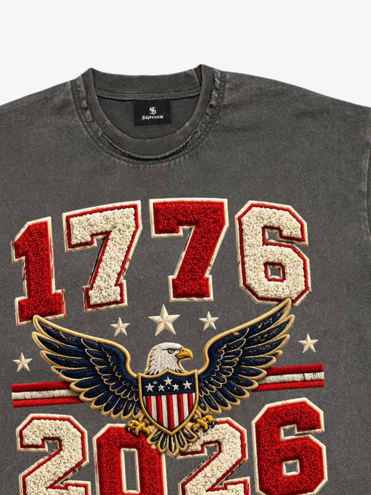 Towel Embroidery Washed Vintage T-Shirt 