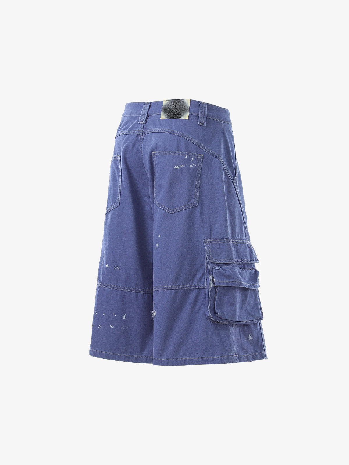 Vintage Distressed Multi Pocket Wide Leg Cargo Shorts 