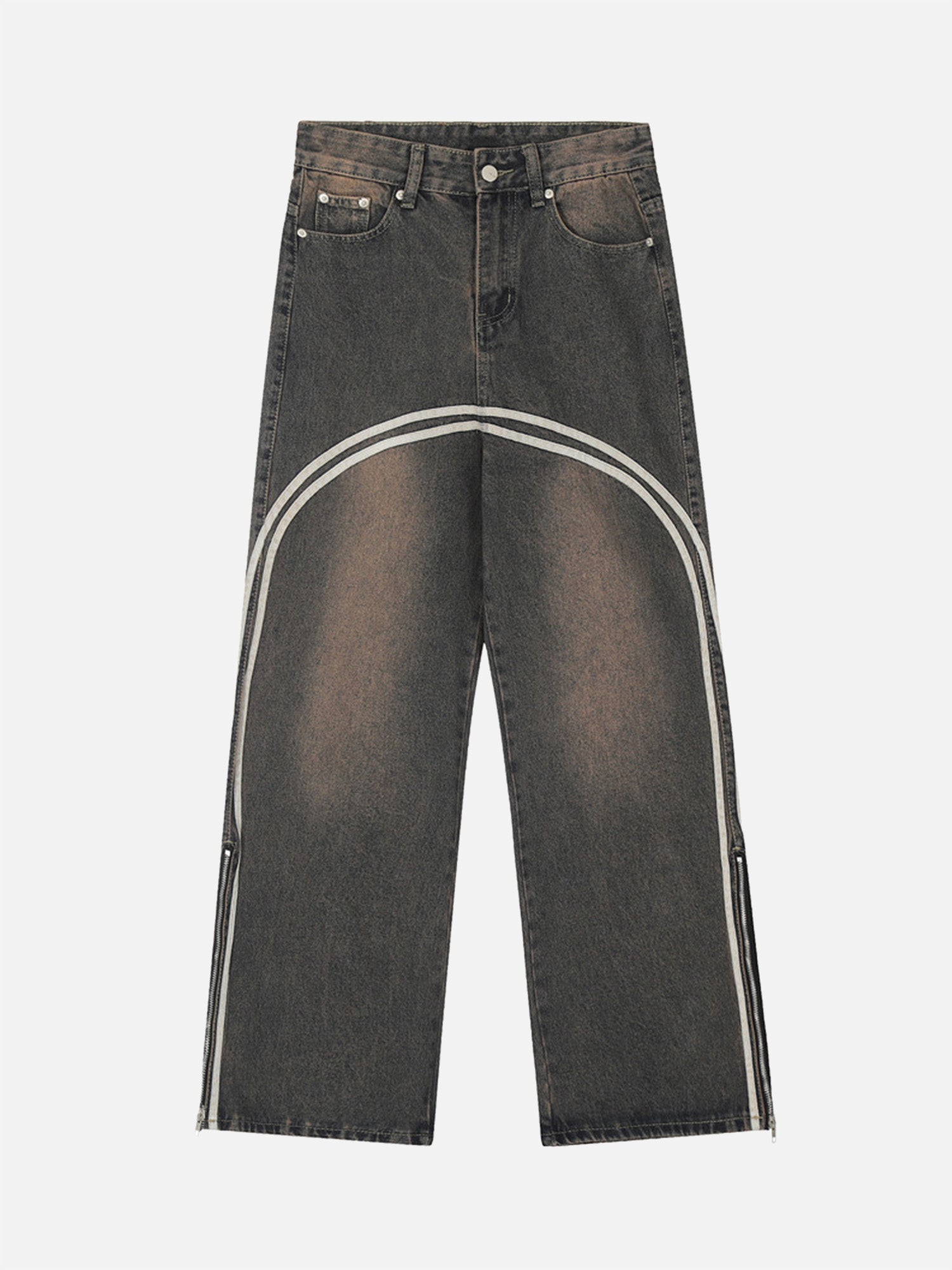 Thesupermade Web Stripe Side Zipper Slit Work Jeans