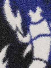 Abstract Spray Graphic Jacquard Knit Polo Sweater