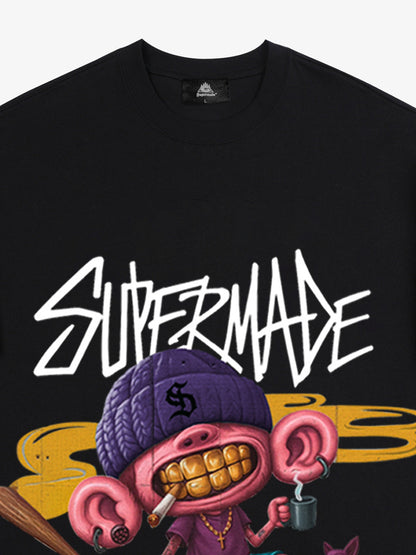 Thesupermade Cartoon Graffiti Trendy Weird Kid T-shirt 