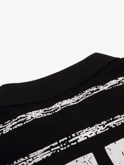 All-Over Typography Faux-Layered Long Sleeve Tee